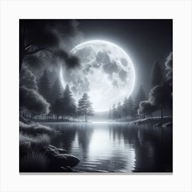 Full Moon Over The Lake Canvas Print