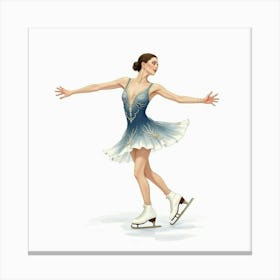 Graceful Watercolor Painting Of An Italian Figure Skater Performing On Ice Canvas Print