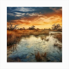 Sunset In The Prairie Canvas Print