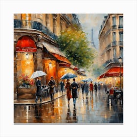 Paris Street Rainy Day Painting (1) Canvas Print