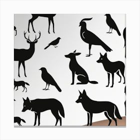 Silhouettes Of Animals Canvas Print