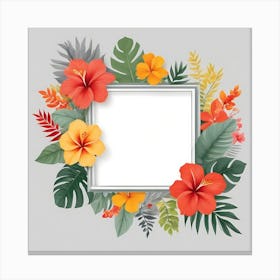 Frame With Tropical Flowers 4 Canvas Print