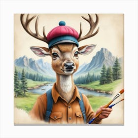 Deer Painting Canvas Print