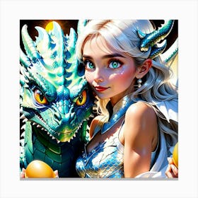 Girl And A Dragon Canvas Print
