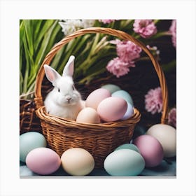 Easter Bunny In Basket 3 Canvas Print