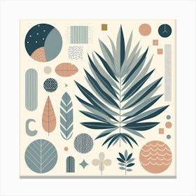 Scandinavian style, Abstraction with tropical leaf 1 Canvas Print