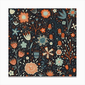 Imaginary Wild Flowers Dark Canvas Print