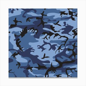 Navy Blue Camouflage, Military, Army Canvas Print