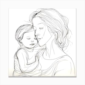 Mother And Child Line Art Canvas Print