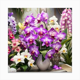 Orchids In Vases Canvas Print