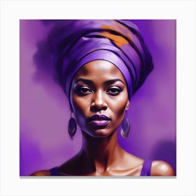 African Woman With Purple Turban 1 Canvas Print
