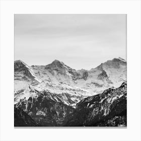 Swiss Alps In Black And White Canvas Print