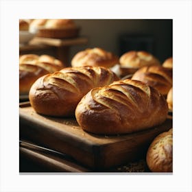 Bread On A Wooden Cutting Board Canvas Print