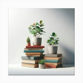 Books And Plants Canvas Print