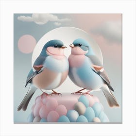 Firefly A Modern Illustration Of 2 Beautiful Sparrows Together In Neutral Colors Of Taupe, Gray, Tan (87) Canvas Print