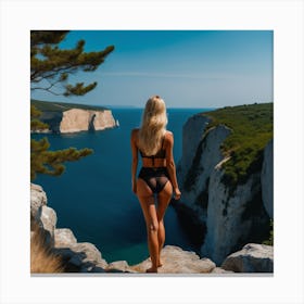 Beautiful Woman On The Cliffs Canvas Print