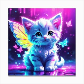 Cute Kitten With Wings Canvas Print