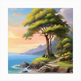 Tree By The Sea Canvas Print