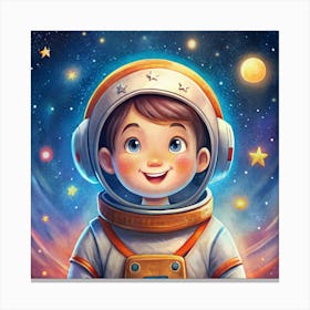 Happy Little Astronaut In Space Canvas Print