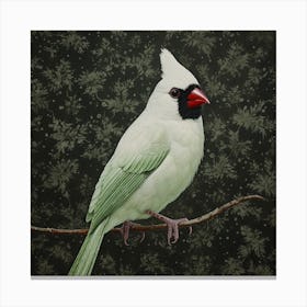 Ohara Koson Inspired Bird Painting Cardinal 1 Square Canvas Print