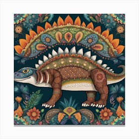 Dinosaurs And Flowers Canvas Print