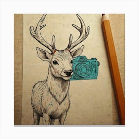 Deer With Camera 1 Canvas Print