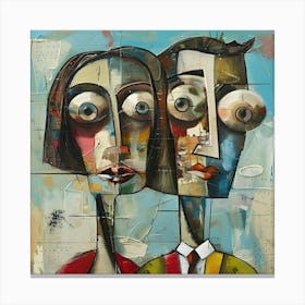 Facets of Introspection: A Duality in Profiles Canvas Print