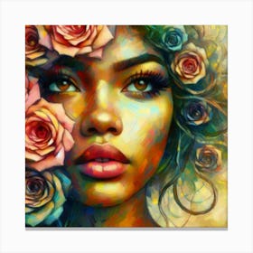 Roses On A Girl Canvas Print