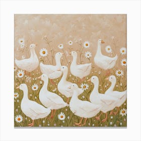 White Ducks Fairycore Painting 1 Canvas Print