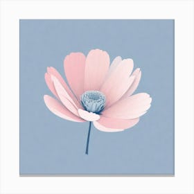 A White And Pink Flower In Minimalist Style Square Composition 714 Canvas Print