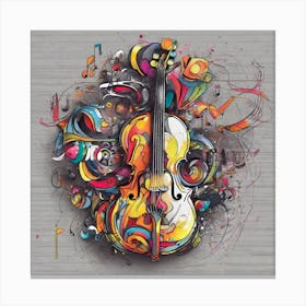 Colorful Violin Wood Print Canvas Print