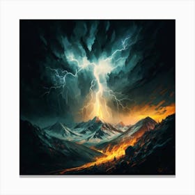 Impressive Lightning Strikes In A Strong Storm 1 Canvas Print