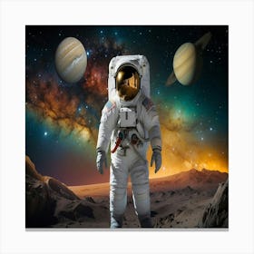 Astronaut In Space With Planets Canvas Print