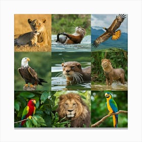 Collage Of Animals Canvas Print