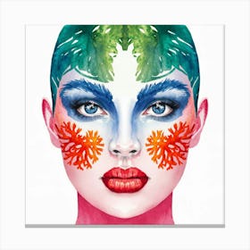 Watercolor Of A Woman'S Face 19 Canvas Print