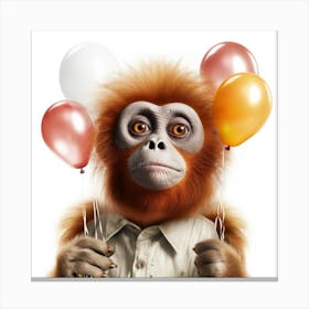 Orangutan Holding Balloons Canvas Print