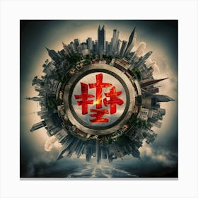 City Within A Circle Canvas Print