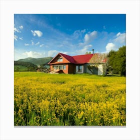 Firefly Cozy House In A Blooming Meadow 19519 (2) Canvas Print