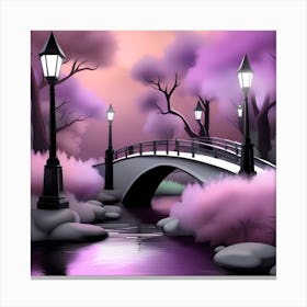 Bridge In The Park Landscape 6 Canvas Print