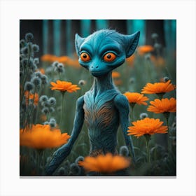 Alien In The Field Canvas Print