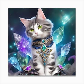 Cat With Crystals 1 Canvas Print