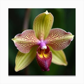 A Close Up Of A Single Exotic Orchid With Intricate Patterns 3 Canvas Print