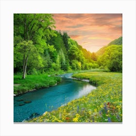 Sunset In The Mountains Canvas Print