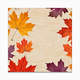 An Abstract Fall Themed Wallpaper A Group Of Maple Leaves In A Rainbow Of Autumn Hues Vivid Red W Canvas Print