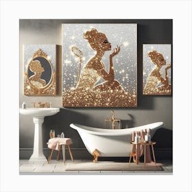 Gold Glamorous glitter Bathroom Canvas Print