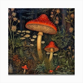 Dark Cottagecore Mushroom Art Print. Canvas Print