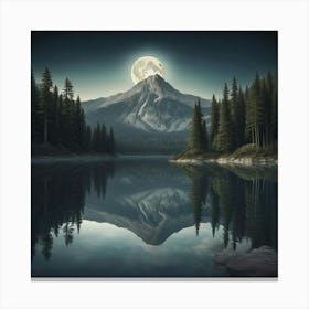 Full Moon Reflected In A Lake 2 Canvas Print