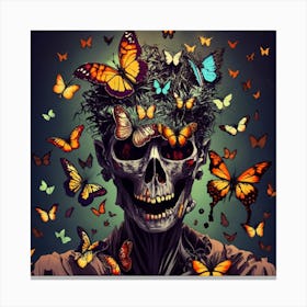 Skeleton With Butterflies 1 Canvas Print