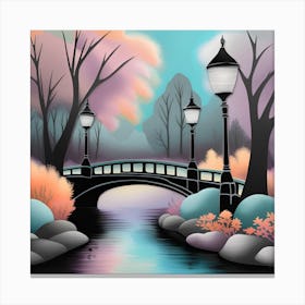 Bridge In The Park Landscape 8 Canvas Print