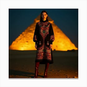 Egyptian Woman In Front Of Pyramids 1 Leinwandbild